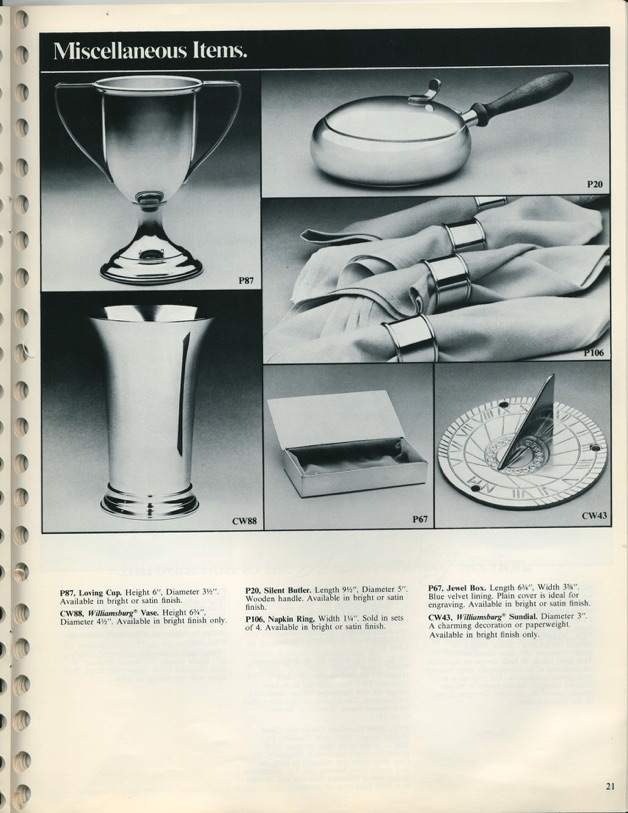 1975 Stieff Pewter Catalog Pages 1126